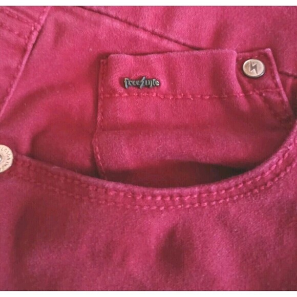 Freestyle Revolution Velveteen Pants Size 20 Low Rise Deep Red Straight Leg Vtg - Picture 9 of 11